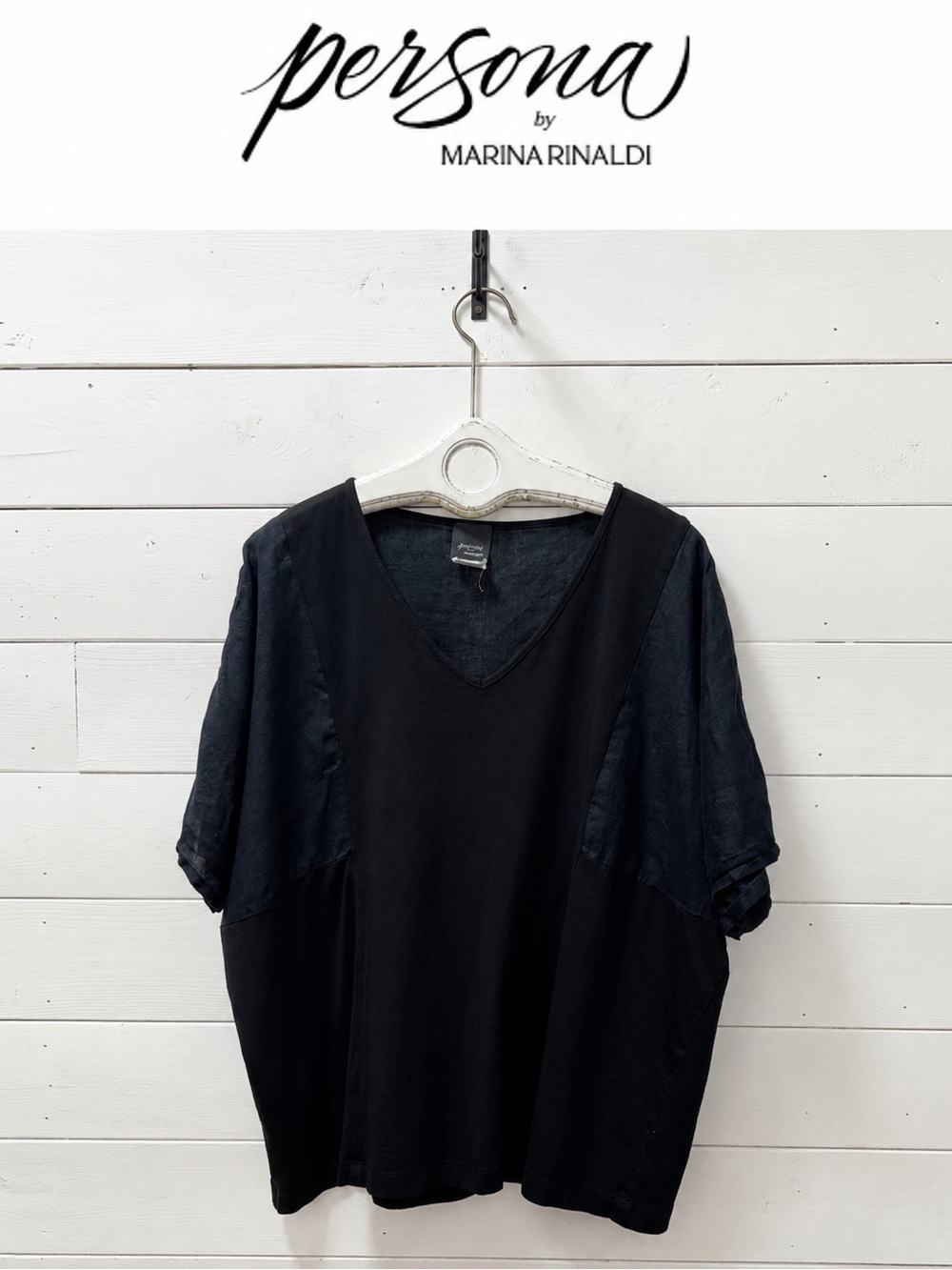 Persona by Marina Rinaldi Relaxed V-Neck Top – Black – Estimated Size 1X